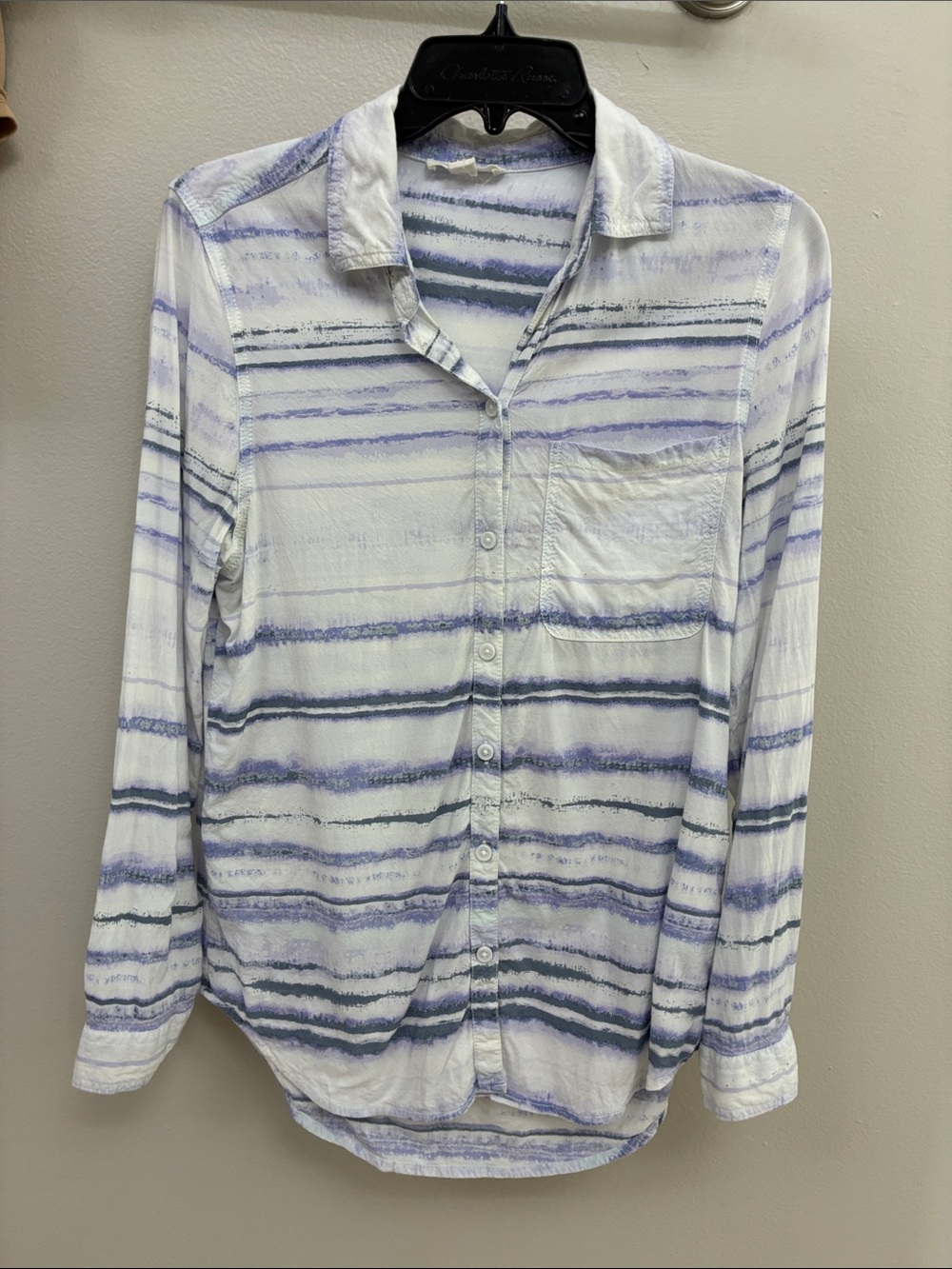 Beach Lunch Lounge Striped Button-Up Shirt, Lightweight, Cover Up, 100% Viscose